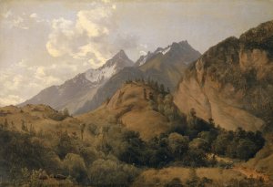 Entry to the Urbach Valley with Ritzlihorn by Alexandre Calame Oil Painting