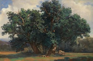 Landscape With Oak Trees by Alexandre Calame Oil Painting