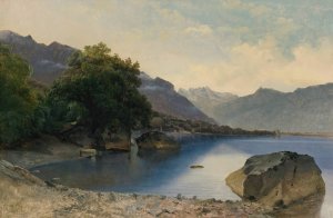 Petite Baie Du Lac Leman Pres De Chillon by Alexandre Calame Oil Painting