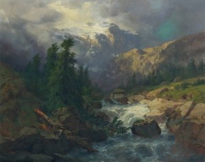 Souvenir Handeck, Stormy Weather by Alexandre Calame Oil Painting