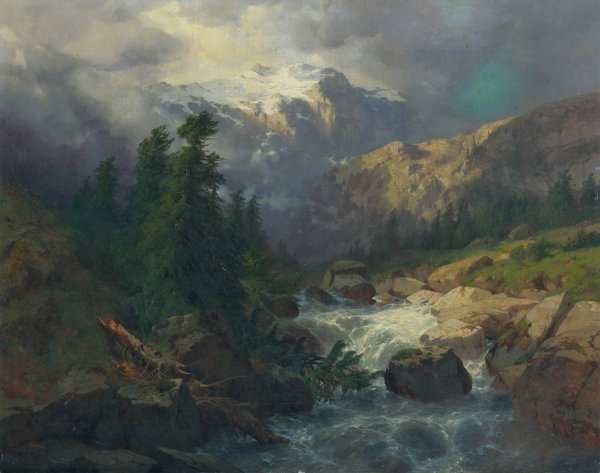 Main Product Photo of Souvenir Handeck, Stormy Weather  Painting by Alexandre Calame