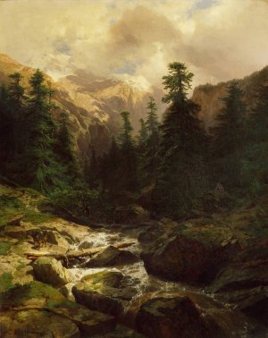 Souvenir of Rosenlaui, Switzerland by Alexandre Calame Oil Painting