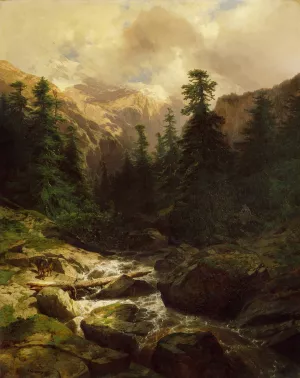 Souvenir of Rosenlaui, Switzerland by Alexandre Calame Oil Painting