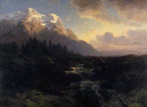 The Rosenlaui Valley with the Wetterhorn by Alexandre Calame Oil Painting
