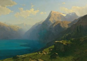 View Of Lake Lucerne From Seelisberg by Alexandre Calame Oil Painting