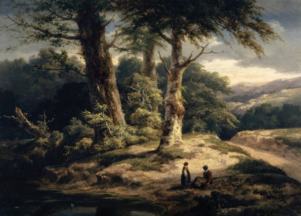 Main Product Photo of Woody Landscape  Painting by Alexandre Calame