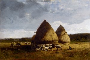 In The Shelter Of The Stack by Alexandre Defaux Oil Painting