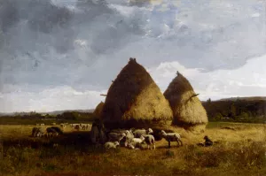In The Shelter Of The Stack by Alexandre Defaux - Oil Painting Reproduction