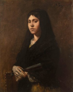 Femme a l'eventail by Alexandre Falguiere Oil Painting