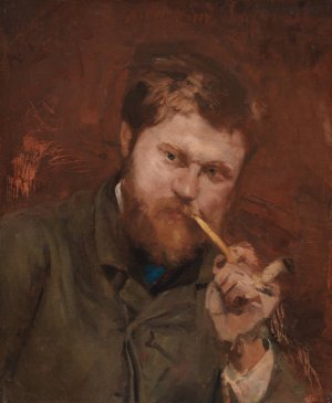 Man Smoking a Pipe by Alexandre Falguiere Oil Painting