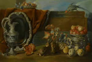 A Still Life with Two Rabbits Oil painting by Alexandre-Francois Desportes