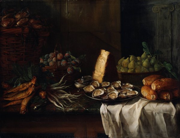Breakfast Piece with Oysters  by Alexandre Francois Desportes - Hand-Painted Oil Painting Reproduction
