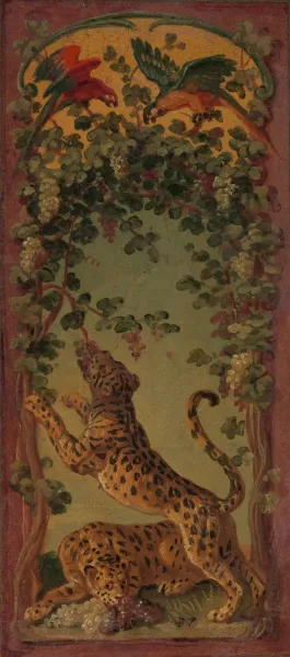 Panthers of Bacchus Eating Grapes by Alexandre Francois Desportes Oil Painting