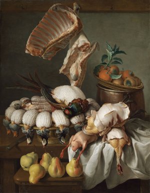 Still Life with Dressed Game,Meat and Fruit by Alexandre Francois Desportes Oil Painting