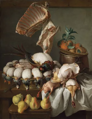 Still Life with Dressed Game,Meat and Fruit by Alexandre Francois Desportes Oil Painting