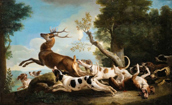 The Stag Hunting by Alexandre Francois Desportes - Hand-Painted Oil Painting Reproduction