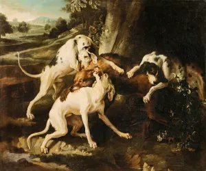 The Wolf Hunt by Alexandre Francois Desportes Oil Painting