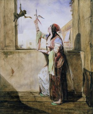 An Odalisque by Alexandre-Gabriel Decamps Oil Painting
