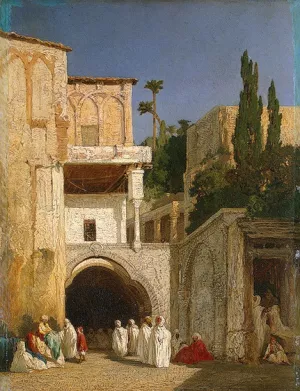 Before a Mosque Cairo by Alexandre-Gabriel Decamps Oil Painting