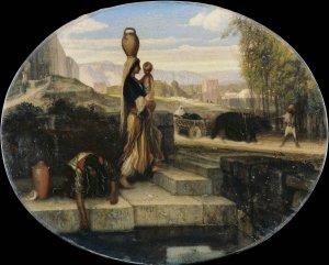 Eastern Women at a Well by Alexandre-Gabriel Decamps Oil Painting