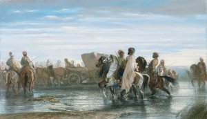Fording a River by Alexandre-Gabriel Decamps Oil Painting