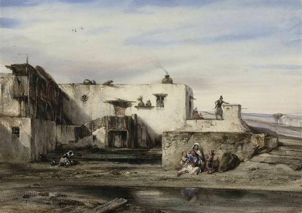 Greek Village  by Alexandre-Gabriel Decamps - Hand-Painted Oil Painting Reproduction