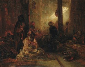Interior of a Turkish Cafe by Alexandre-Gabriel Decamps Oil Painting