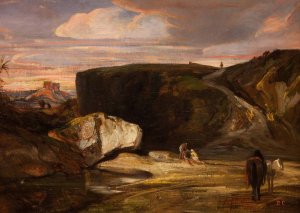 Landscape with the Good Samaritan by Alexandre-Gabriel Decamps Oil Painting