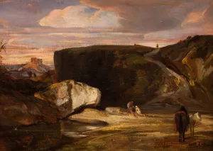 Landscape with the Good Samaritan by Alexandre-Gabriel Decamps Oil Painting