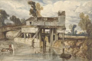 Landschap met watermolen by Alexandre-Gabriel Decamps Oil Painting