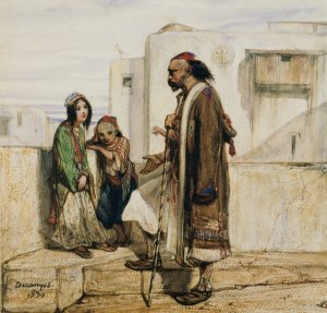 On the Roof of an Oriental House by Alexandre-Gabriel Decamps Oil Painting