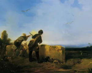 Snipe Shooting by Alexandre-Gabriel Decamps Oil Painting