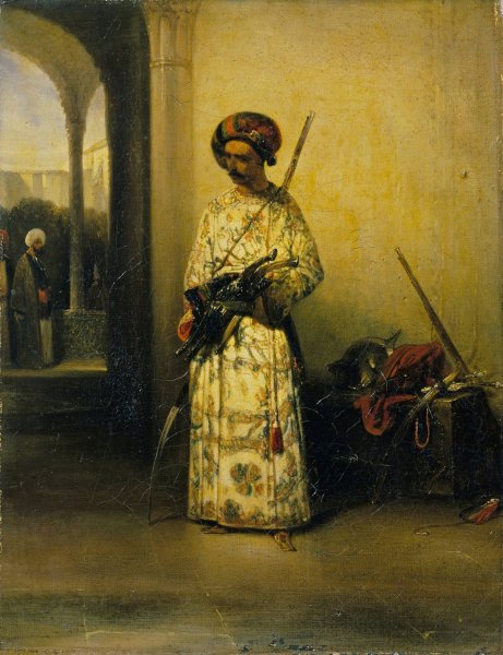Soldier of the Guard of a Vizier  by Alexandre-Gabriel Decamps - Hand-Painted Oil Painting Reproduction