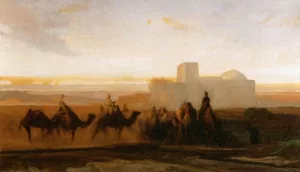 The Caravan painting by Alexandre-Gabriel Decamps