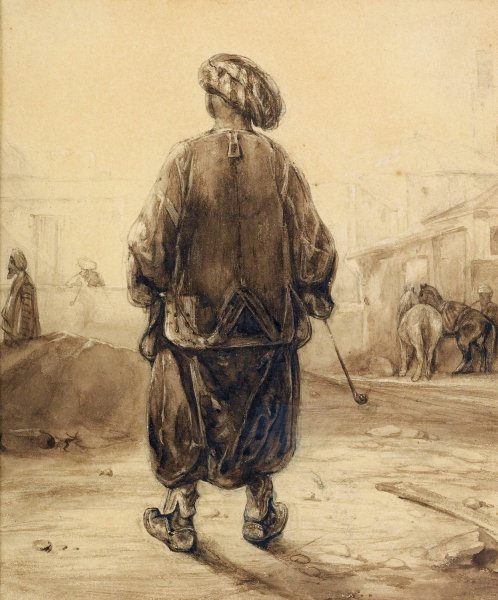 The Chibouk Smoker by Alexandre-Gabriel Decamps - Hand-Painted Oil Painting Reproduction