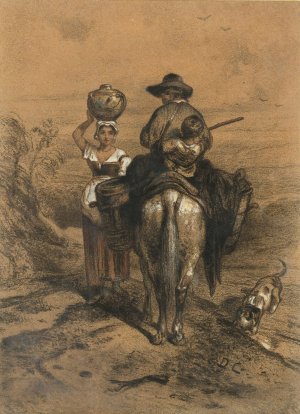 The Encounter by Alexandre-Gabriel Decamps Oil Painting