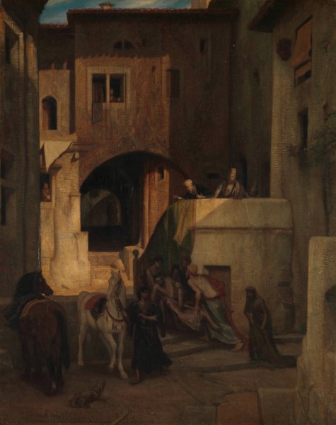 The Good Samaritan  by Alexandre-Gabriel Decamps - Hand-Painted Oil Painting Reproduction
