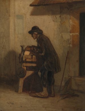 The scissors sharpener by Alexandre-Gabriel Decamps Oil Painting