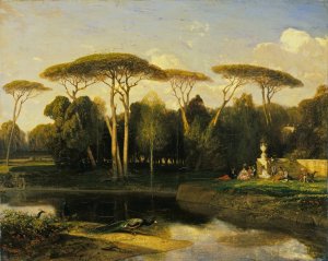 The Villa Doria Pamphilj, Rome by Alexandre-Gabriel Decamps Oil Painting