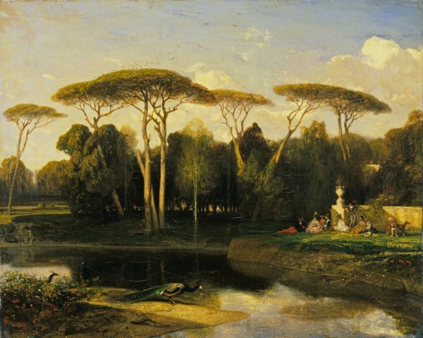 The Villa Doria Pamphilj, Rome  by Alexandre-Gabriel Decamps - Hand-Painted Oil Painting Reproduction