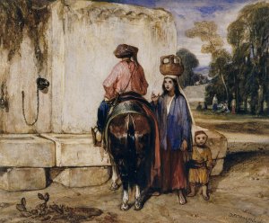 The Watering Place by Alexandre-Gabriel Decamps Oil Painting