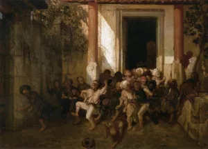 Turkish Boys Let out of School by Alexandre-Gabriel Decamps - Oil Painting Reproduction