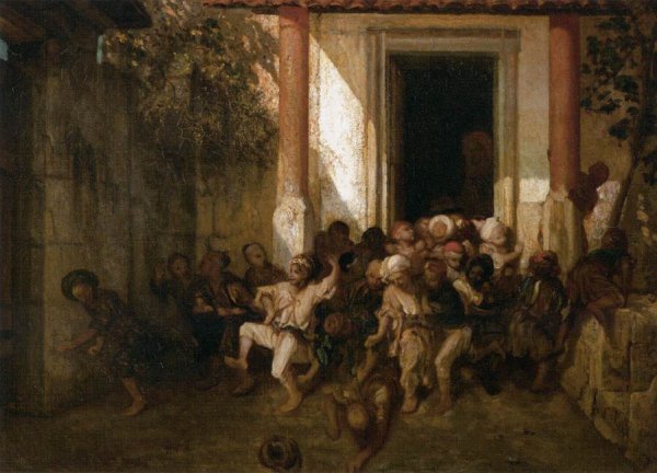 Turkish Boys Let out of School by Alexandre-Gabriel Decamps - Hand-Painted Oil Painting Reproduction