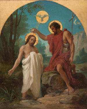 Le Bapteme du Christ by Alexandre Grellet Oil Painting