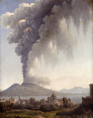 Bay Of Naples With Vesuvius Erupting Beyond