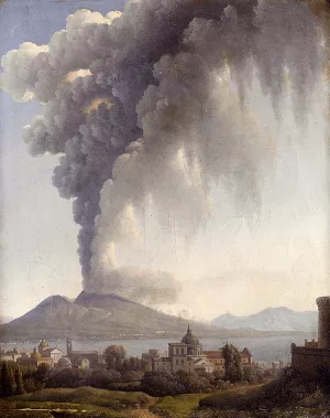 Bay Of Naples With Vesuvius Erupting Beyond Oil painting by Alexandre-Hyacinthe Dunouy