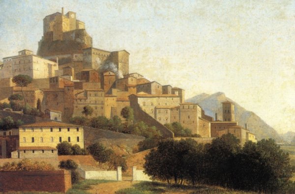 Hill Town in Italy by Alexandre-Hyacinthe Dunouy - Hand-Painted Oil Painting Reproduction