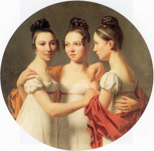 Les Trois Graces by Alexandre Jean Dubios Drahonet - Hand-Painted Oil Painting Reproduction