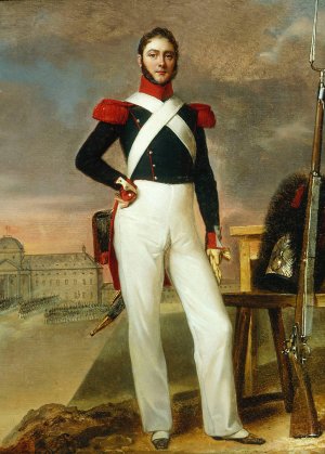 Marin Burty, marchand de nouveautes, en tenue de grenadier Oil painting by Alexandre-Jean Dubois-Drahonet