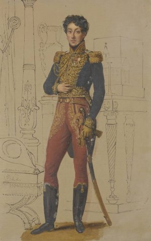 Portrait of a Gentleman by Alexandre-Jean Dubois-Drahonet Oil Painting